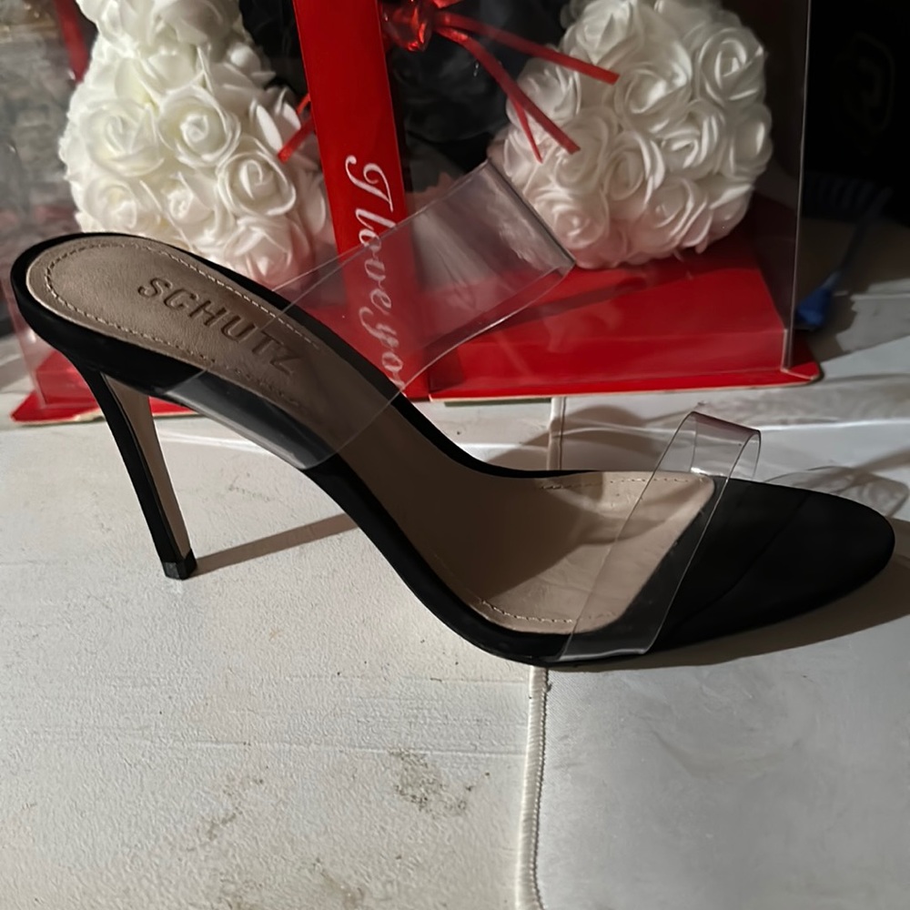 Schutz clear black heel never been wear new no box or tag
